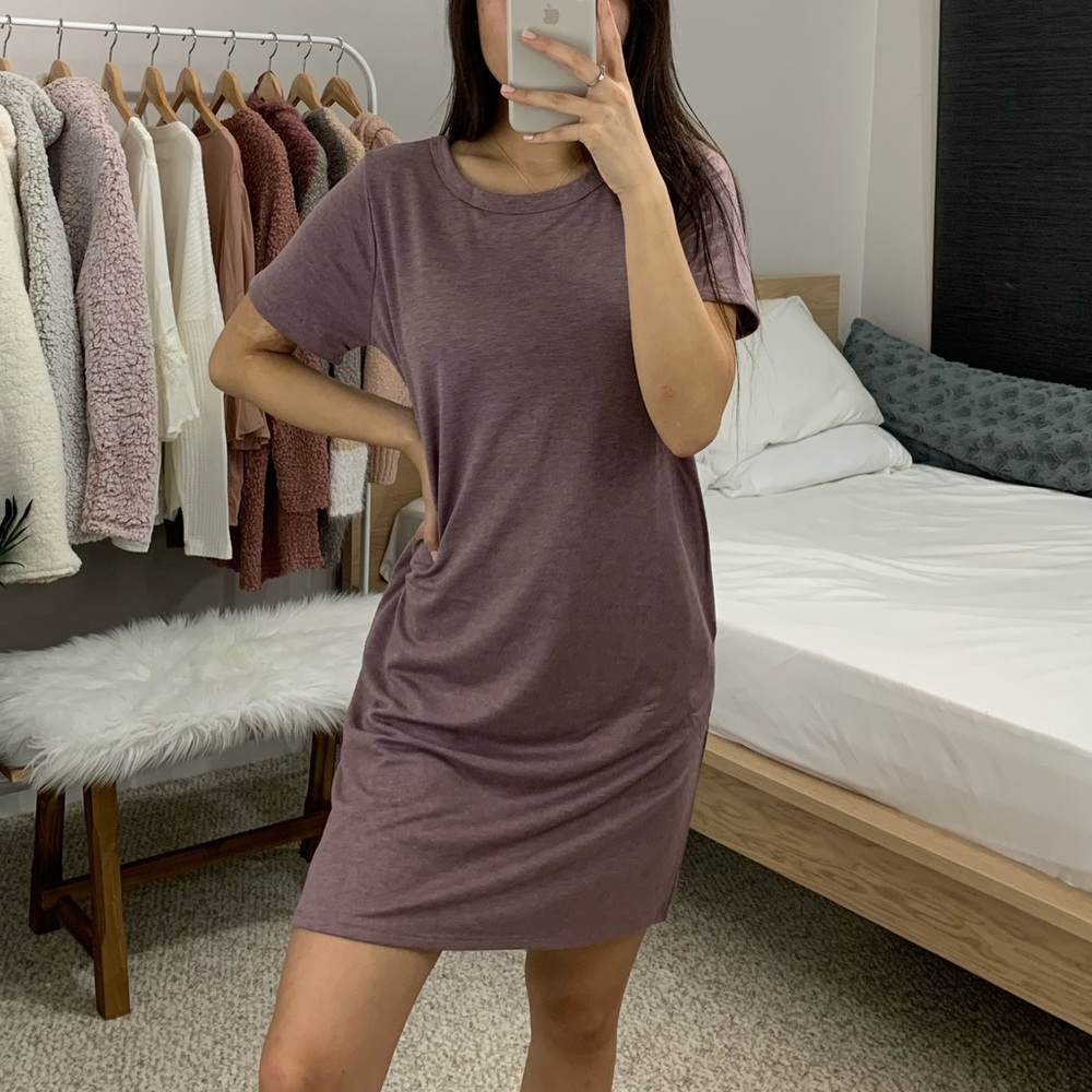 RESTOCKED 🆕 Light Plum T-shirt Dress - Picture 2 of 5